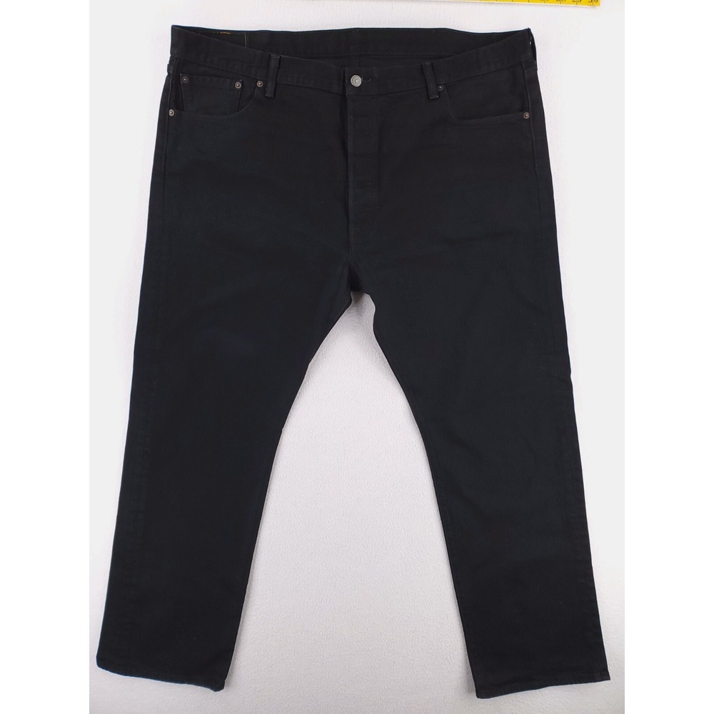 Levis 501 Jeans Mens 44x32 Black Original Straight Button Fly Heavy Denim Pants